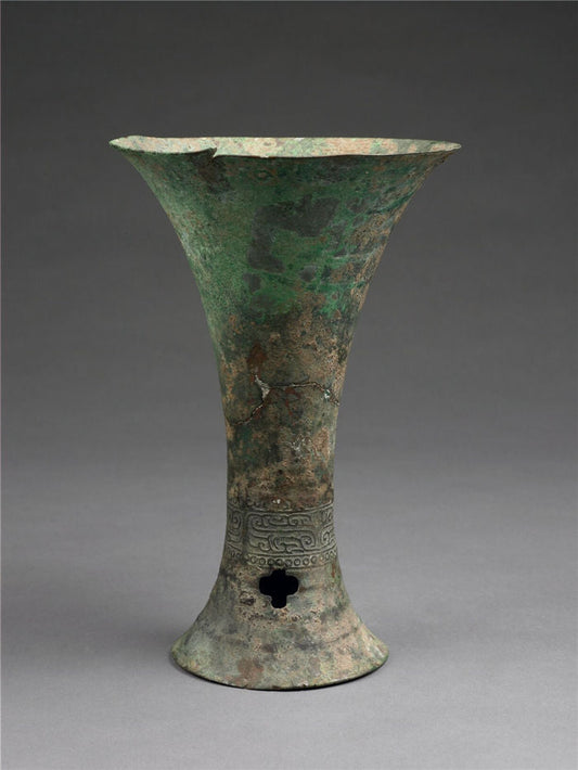 Shang Dynasty beast-faced hollow goblet