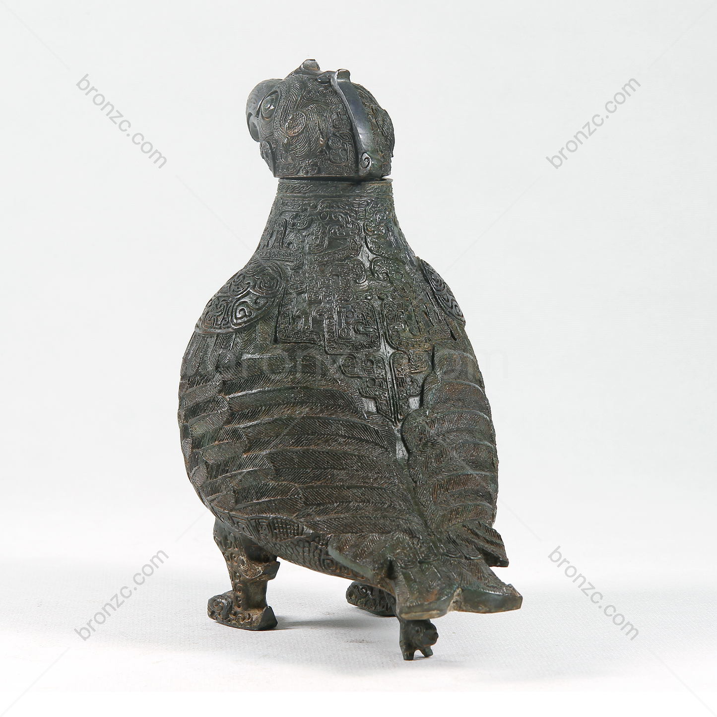 11" China Spring and Autumn Dynasty, Owl-shaped bronze vessel [Zi Zha Nong Bird Zun]