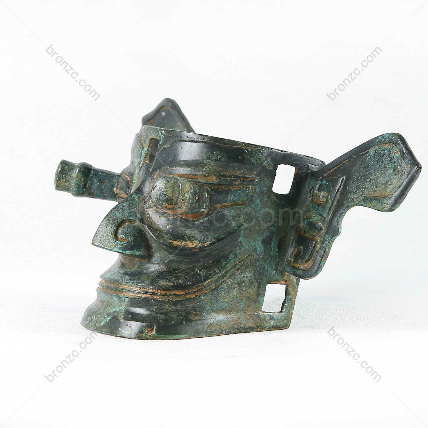 4,7" China Sanxingdui Ruinen Bronzemaske [Sanxingdui Vertikale Augenmaske][三星堆纵目面罩]