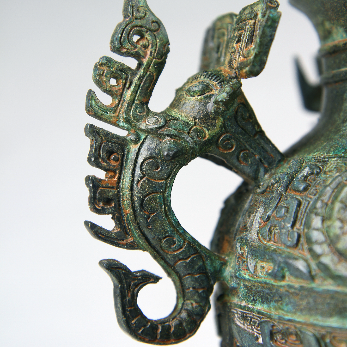 12.2" China Western Zhou Dynasty,Bronze jar with elephant head and animal face[Elephant head ear fort][象首耳垒]