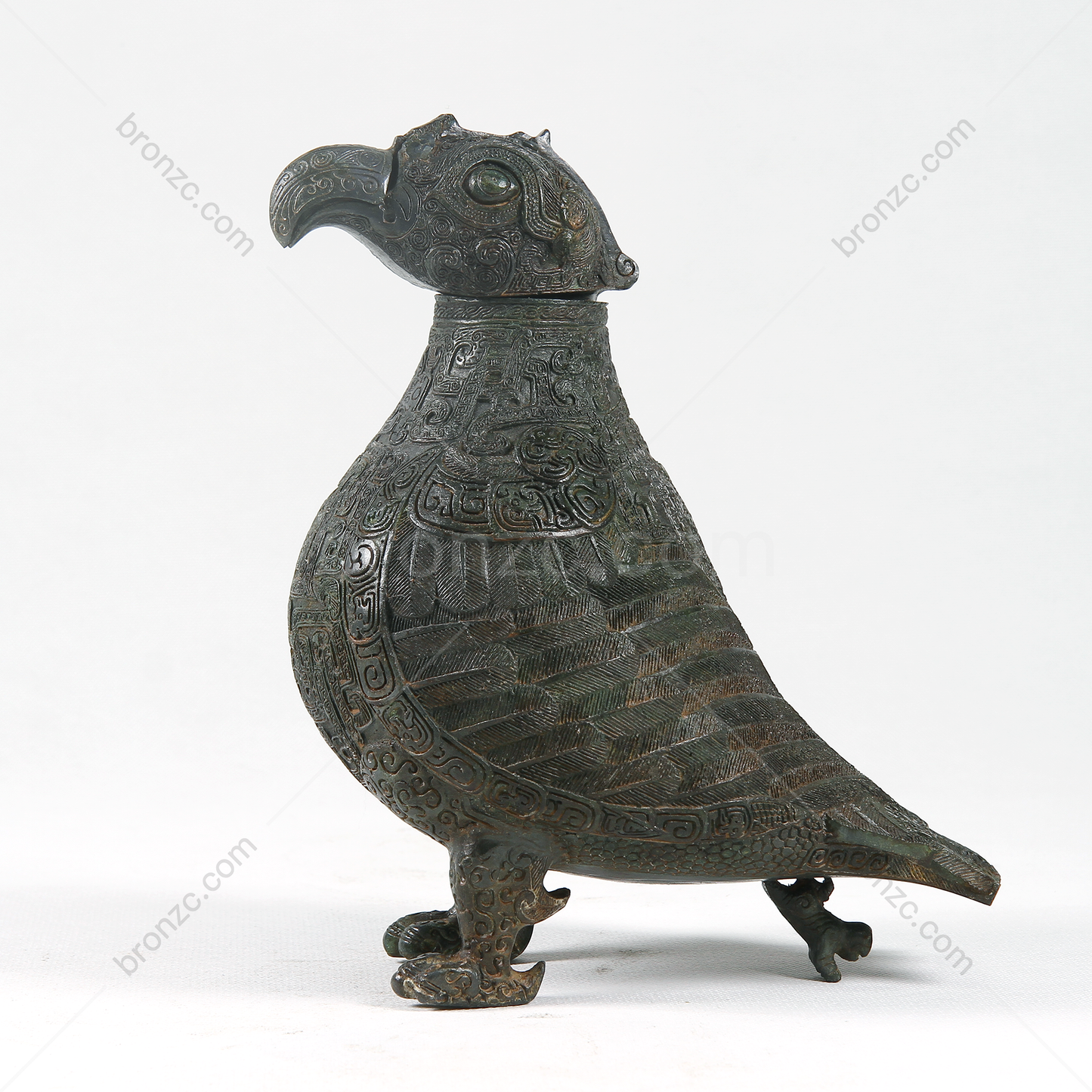 11" China Spring and Autumn Dynasty, Owl-shaped bronze vessel [Zi Zha Nong Bird Zun]