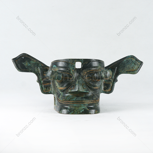 4.7" China Sanxingdui Ruins Bronze Mask [Sanxingdui Vertical Eye Mask][三星堆纵目面罩]