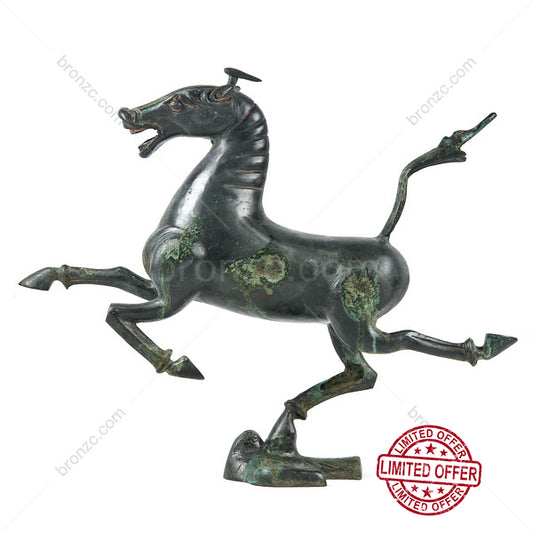 14.6" China Eastern Han Dynasty Bronze vessel in the shape of a flying horse,Also known as bronze galloping horse[Horse Stepping on Flying Swallow][马踏飞燕]