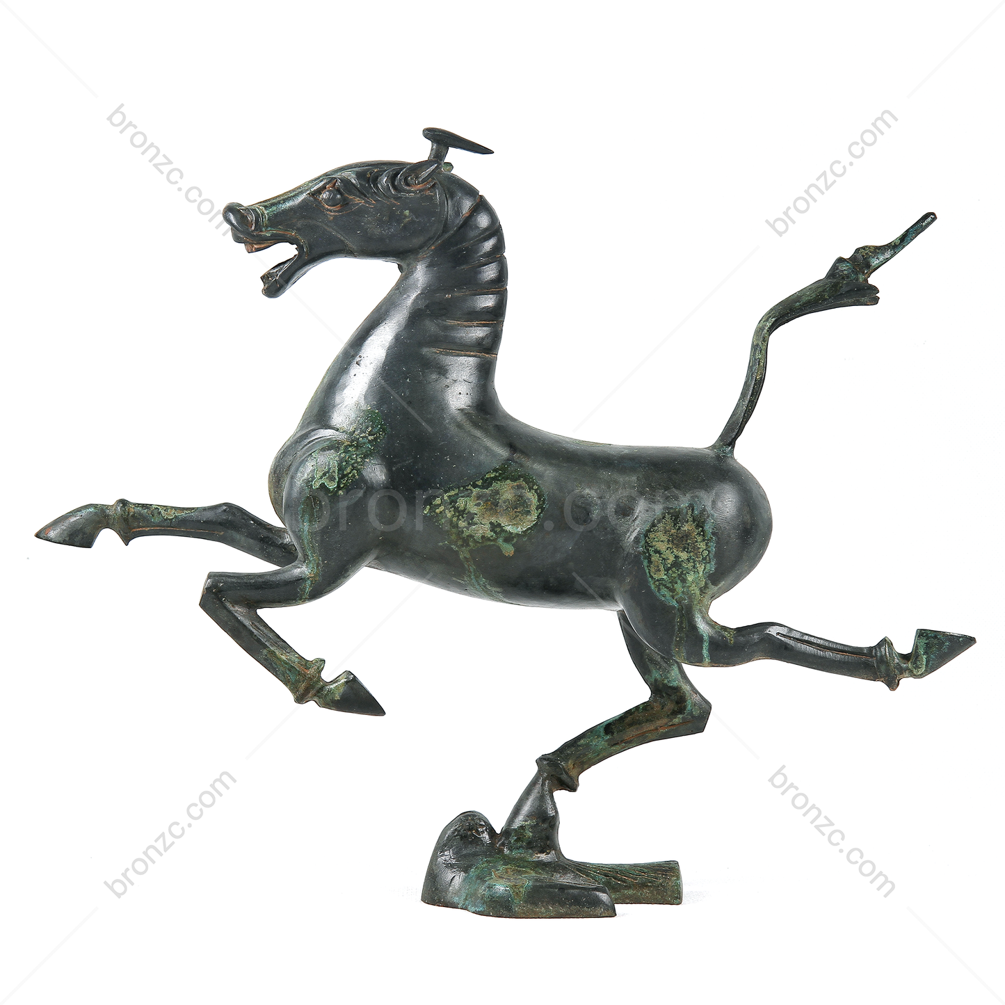 14.6" China Eastern Han Dynasty Bronze vessel in the shape of a flying horse,Also known as bronze galloping horse[Horse Stepping on Flying Swallow][马踏飞燕]