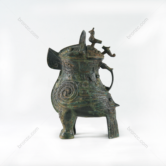 10.2" China Shang Dynasty,bird shaped bronze[Fu Hao Owl Zun][妇好鴞尊]