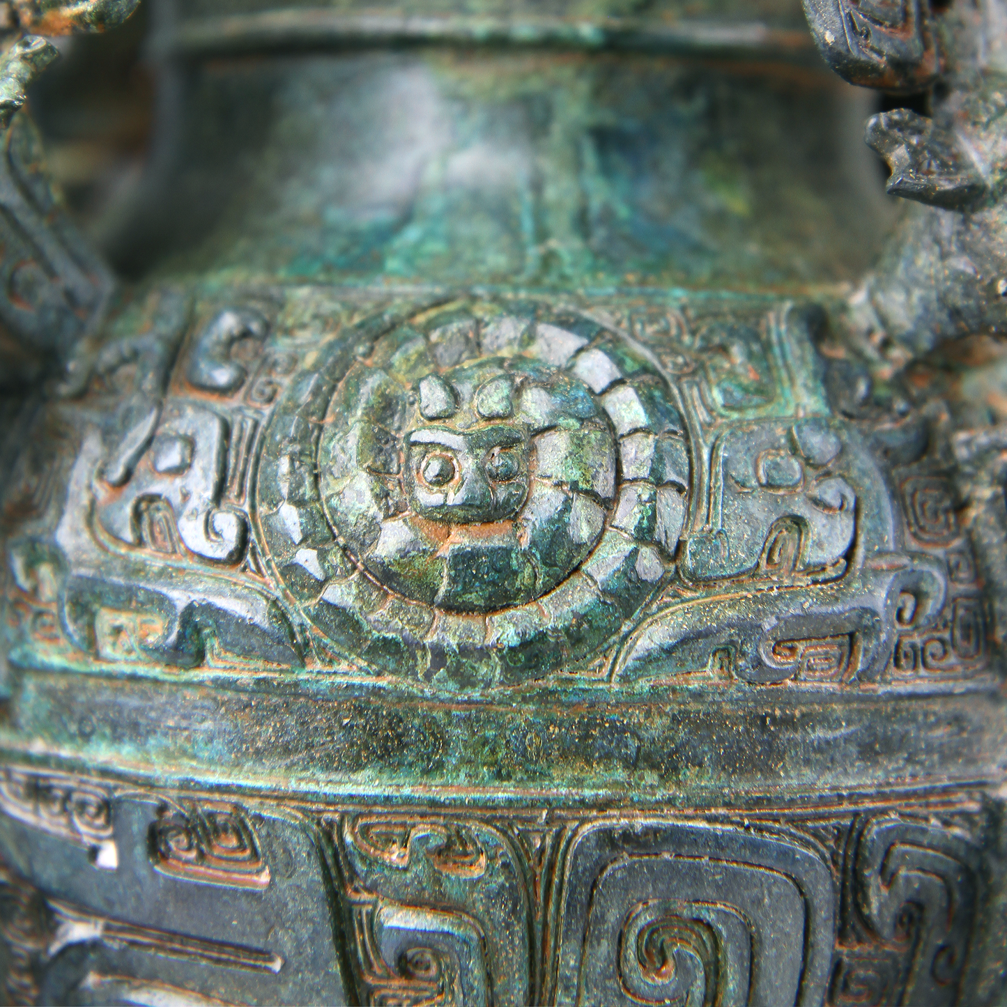 12.2" China Western Zhou Dynasty,Bronze jar with elephant head and animal face[Elephant head ear fort][象首耳垒]